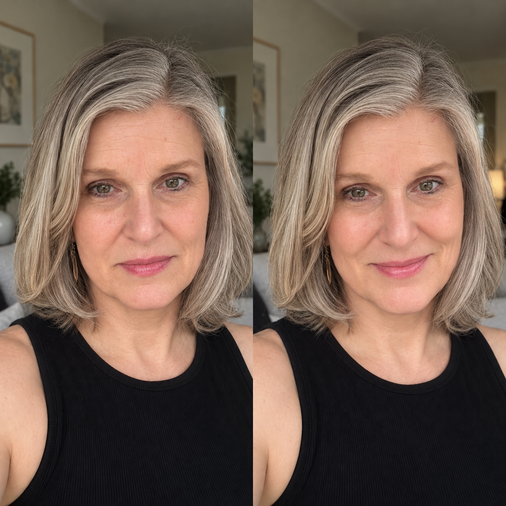 Kund före och efter CC Ögonkorrigerare